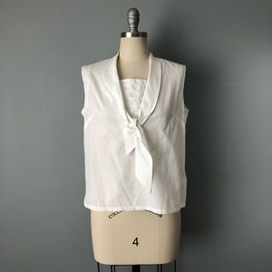 Vintage 1950s Ivory Cotton Sailor-Style Blouse